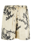 Nanushka Ceylin Logo-printed Drawstring Shorts In Calligraphy Creme