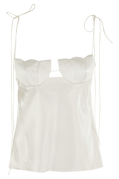 Anna October Iolantha Tulip-cup Satin Top In Ivory