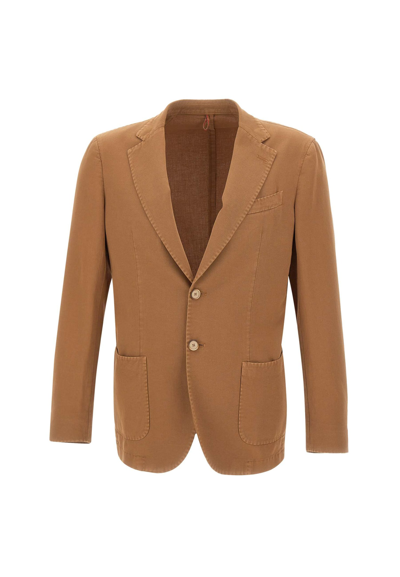 Santaniello Cotton And Linen Blazer In Brown