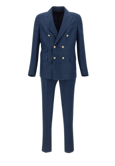 Eleventy Wool, Linen And Silk Suit Two-piece In Blue