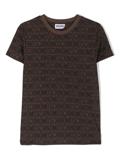 Moschino Kids' T-shirt Con Logo In Brown