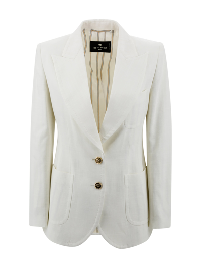 Etro Jacket In Slub Fabric In White