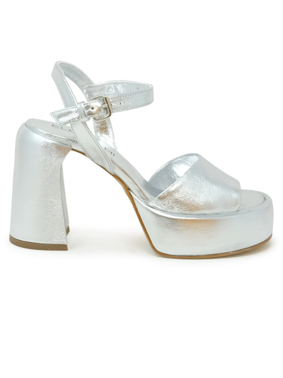 Elena Iachi Silver Leather Sandals