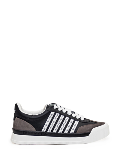 Dsquared2 New Jersey Trainer In Nero-bianco