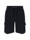 Moose Knuckles Black Shorts With Elastic Waist And Side Cargo Pockets In Black
