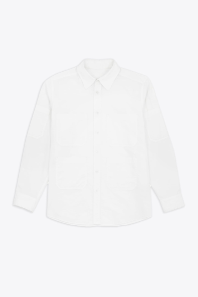 Mm6 Maison Margiela Camicia A Maniche Lunghe White Poplin Shirt With Front Pockets In Nero