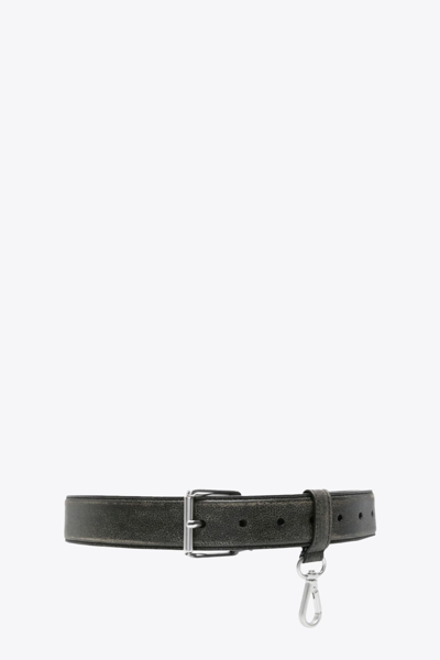 Mm6 Maison Margiela Distressed Leather Belt In Black