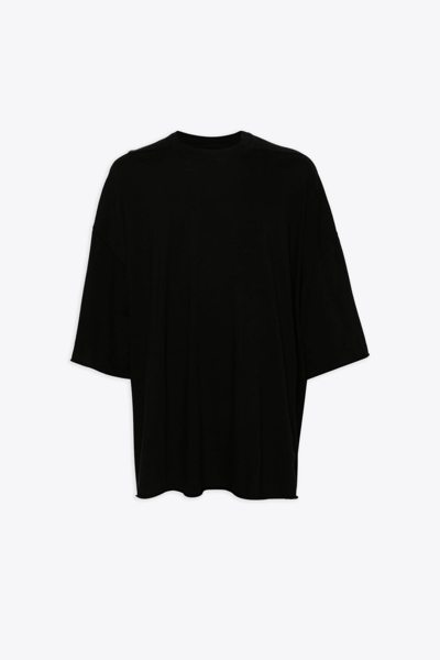 DRKSHDW TOMMY T BLACK COTTON OVERSIZED T-SHIRT WITH RAW-CUT HEMS - TOMMY T