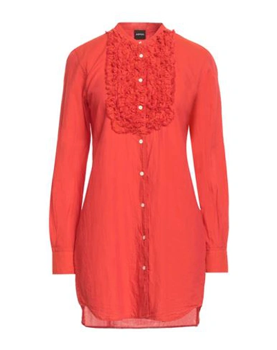 Aspesi Woman Shirt Tomato Red Size 8 Cotton