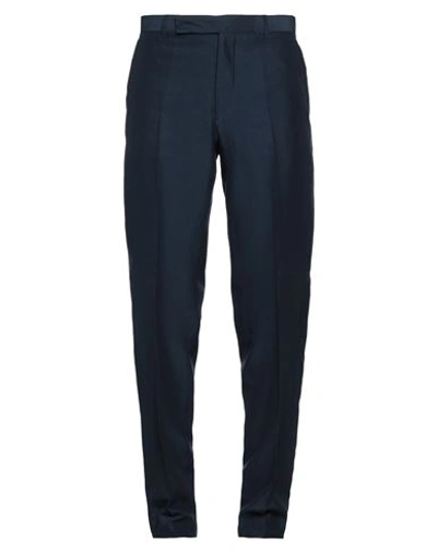 Emporio Armani Man Pants Navy Size 38 Cotton, Silk In Navy Blue