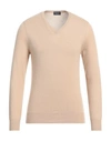 Drumohr Man Sweater Sand Size 38 Cashmere In Beige