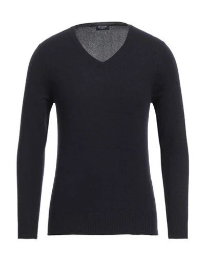 Drumohr Man Sweater Midnight Blue Size 40 Cashmere, Silk In Blue