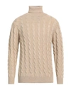 Cashmere Company Man Turtleneck Beige Size 48 Wool, Cashmere