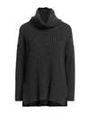European Culture Woman Turtleneck Charcoal Size L Wool, Viscose, Polyamide, Cashmere In Grey
