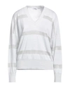 Fabiana Filippi Woman Sweater Light Grey Size 8 Hemp, Viscose, Cotton, Polyester