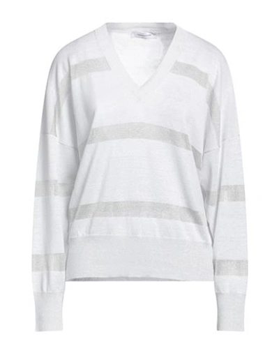Fabiana Filippi Woman Sweater Light Grey Size 8 Hemp, Viscose, Cotton, Polyester