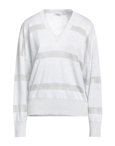 Fabiana Filippi Woman Sweater Light Grey Size 8 Hemp, Viscose, Cotton, Polyester In Grey