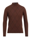 Stile Latino Man Turtleneck Brown Size 40 Cashmere, Silk In Brown