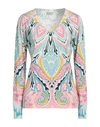 Etro Abstract-print Knit V-neck Top In Blue