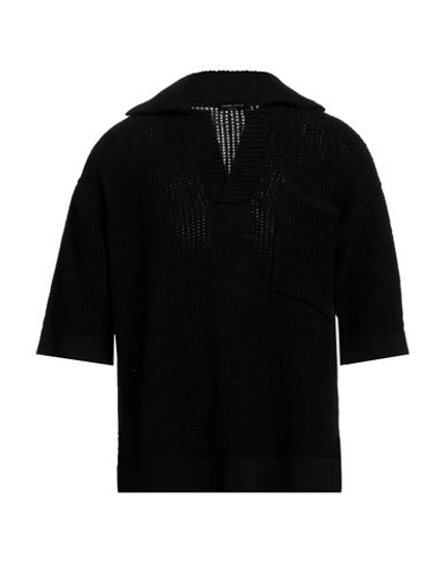 Roberto Collina Man Sweater Black Size 40 Cotton In Black