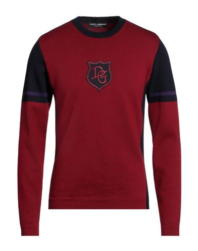 Dolce & Gabbana Man Sweater Burgundy Size 46 Virgin Wool, Polyester, Wool, Viscose In Red
