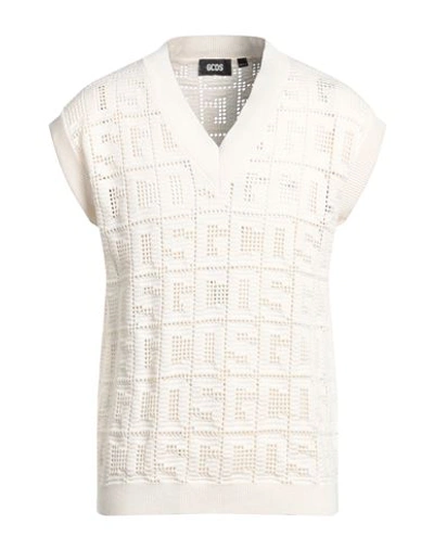 Gcds Man Sweater Cream Size Xl Cotton, Acrylic In White