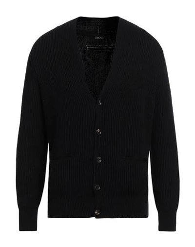 Zegna Man Cardigan Black Size 42 Cashmere, Linen, Cotton