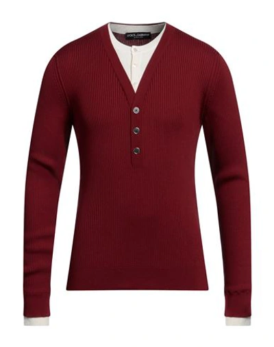 Dolce & Gabbana Man Sweater Brick Red Size 38 Silk, Cotton
