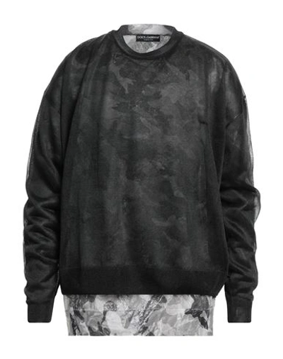 Dolce & Gabbana Man Sweater Charcoal Size L Polyester In Grey