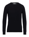 Alpha Studio Man Sweater Black Size 40 Cotton In Blue