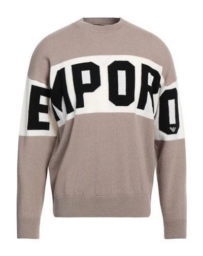 Emporio Armani Man Sweater Beige Size L Virgin Wool, Cashmere