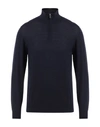 Fedeli Man Turtleneck Navy Blue Size 50 Virgin Wool In Navy Blue