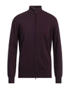 Cashmere Company Man Cardigan Deep Purple Size 36 Wool, Cashmere