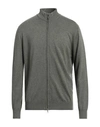 Cashmere Company Man Cardigan Military Green Size 46 Wool, Cashmere In Green