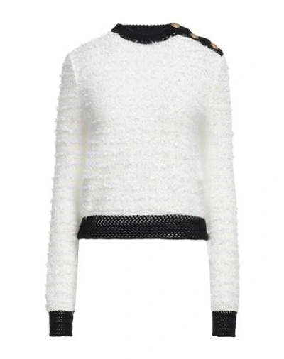 Balmain Woman Sweater White Size 4 Polyester, Polyamide, Cotton