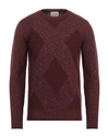Brooksfield Man Sweater Burgundy Size 48 Virgin Wool, Wool, Polyamide, Cotton In Red