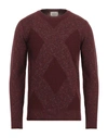 Brooksfield Man Sweater Burgundy Size 44 Virgin Wool, Wool, Polyamide, Cotton In Red