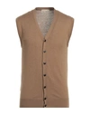 Cashmere Company Man Cardigan Khaki Size 40 Wool, Cashmere, Silk, Nylon In Beige