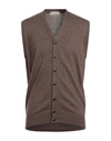 Cashmere Company Man Cardigan Brown Size 40 Wool, Cashmere, Silk, Nylon