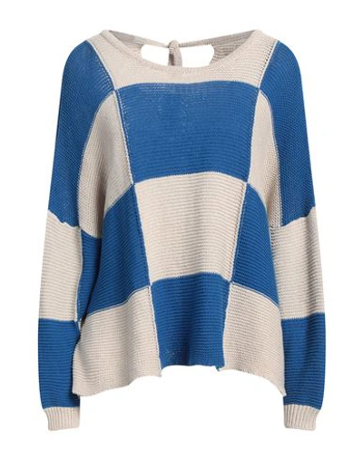 Solotre Woman Sweater Blue Size 2 Cotton, Linen