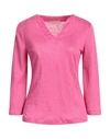 PUROTATTO PUROTATTO WOMAN SWEATER FUCHSIA SIZE 8 LINEN