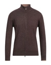 Cashmere Company Man Cardigan Dark Brown Size 46 Wool, Cashmere In Brown