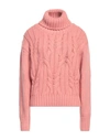 Cashmere Company Woman Turtleneck Salmon Pink Size 8 Wool In Pink