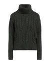 Cashmere Company Woman Turtleneck Dark Green Size 10 Wool In Green