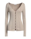 MAJESTIC MAJESTIC FILATURES WOMAN CARDIGAN BEIGE SIZE 1 ORGANIC COTTON, VISCOSE, ELASTANE, METALLIC FIBER