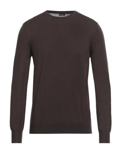 Gran Sasso Man Sweater Dark Brown Size 40 Virgin Wool In Brown