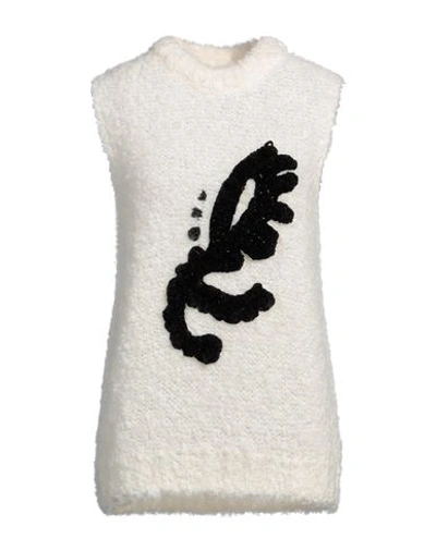Christian Wijnants Woman Sweater Cream Size M Mohair Wool, Virgin Wool, Silk In White