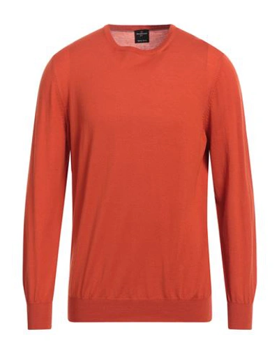 Gran Sasso Man Sweater Tomato Red Size 46 Virgin Wool In Mandarin