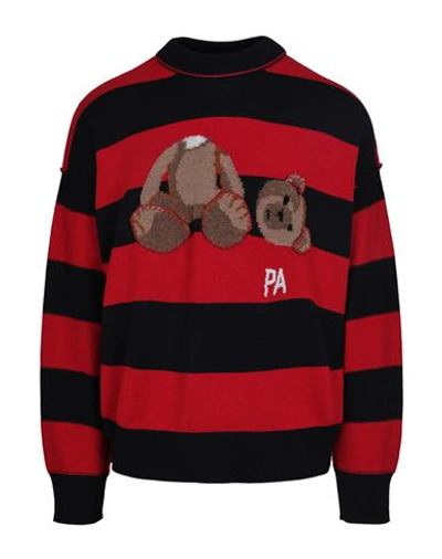 Palm Angels Broken Bear Striped Sweater Man Sweater Multicolored Size M Wool In Fantasy