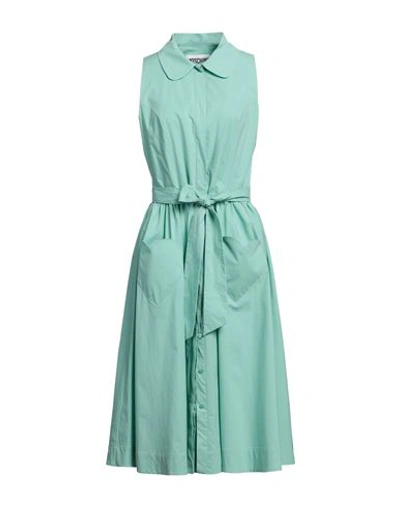 Moschino Woman Midi Dress Light Green Size 14 Cotton, Elastane